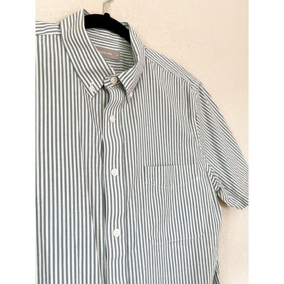 Everlane Striped Short Sleeve Button Down Shirt, Size Medium - Picture 2 of 4